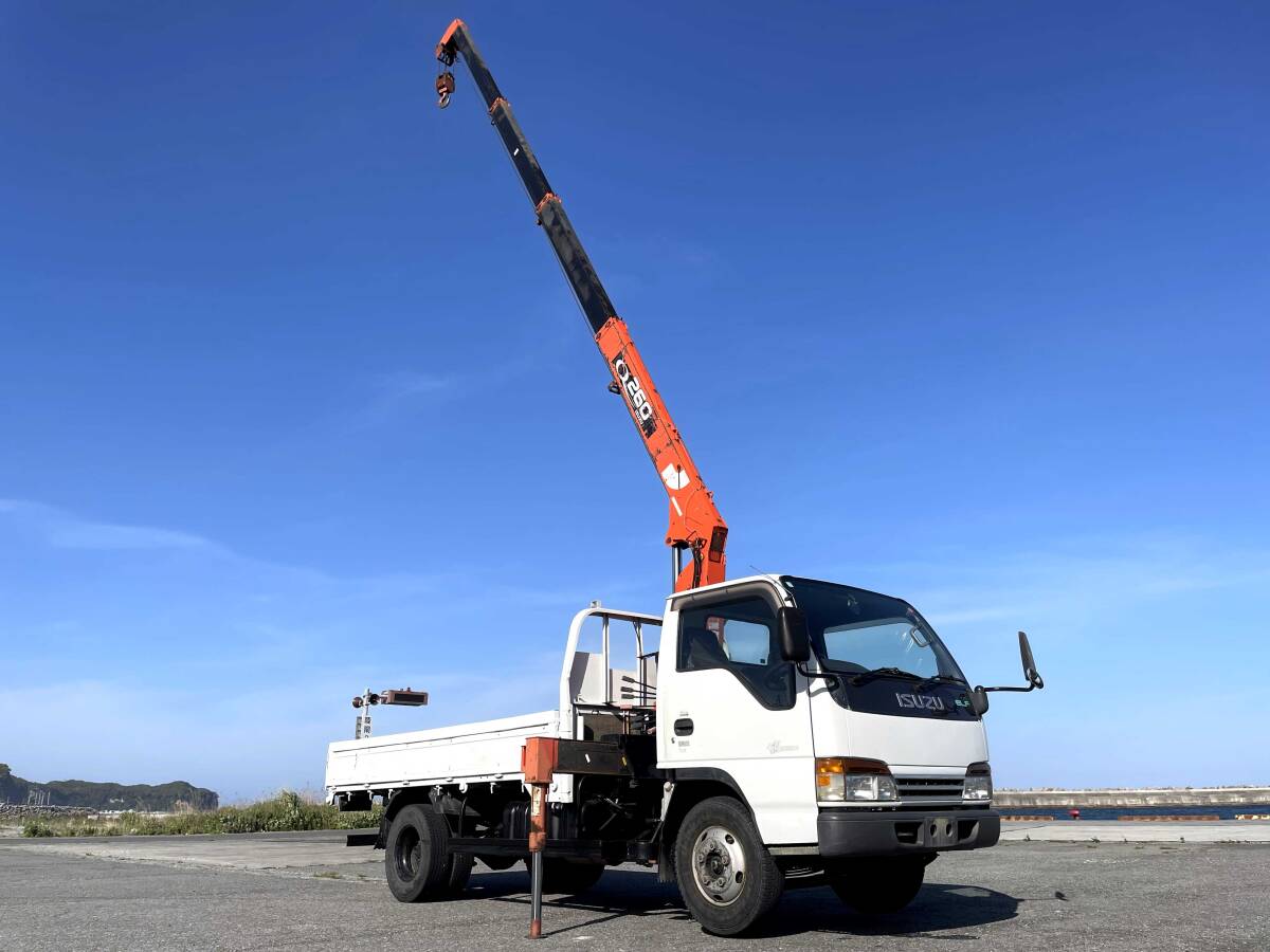  super-discount selling out H12 year Isuzu Elf truck 3 ton piled 4 step crane 2.6t hanging weight hook in diesel 4570.5 speed MT Shinmeiwa search Unic Canter 