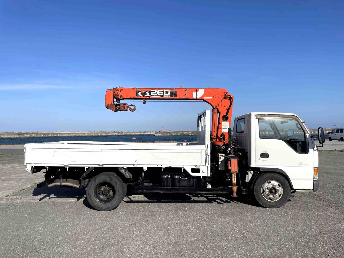  super-discount selling out H12 year Isuzu Elf truck 3 ton piled 4 step crane 2.6t hanging weight hook in diesel 4570.5 speed MT Shinmeiwa search Unic Canter 