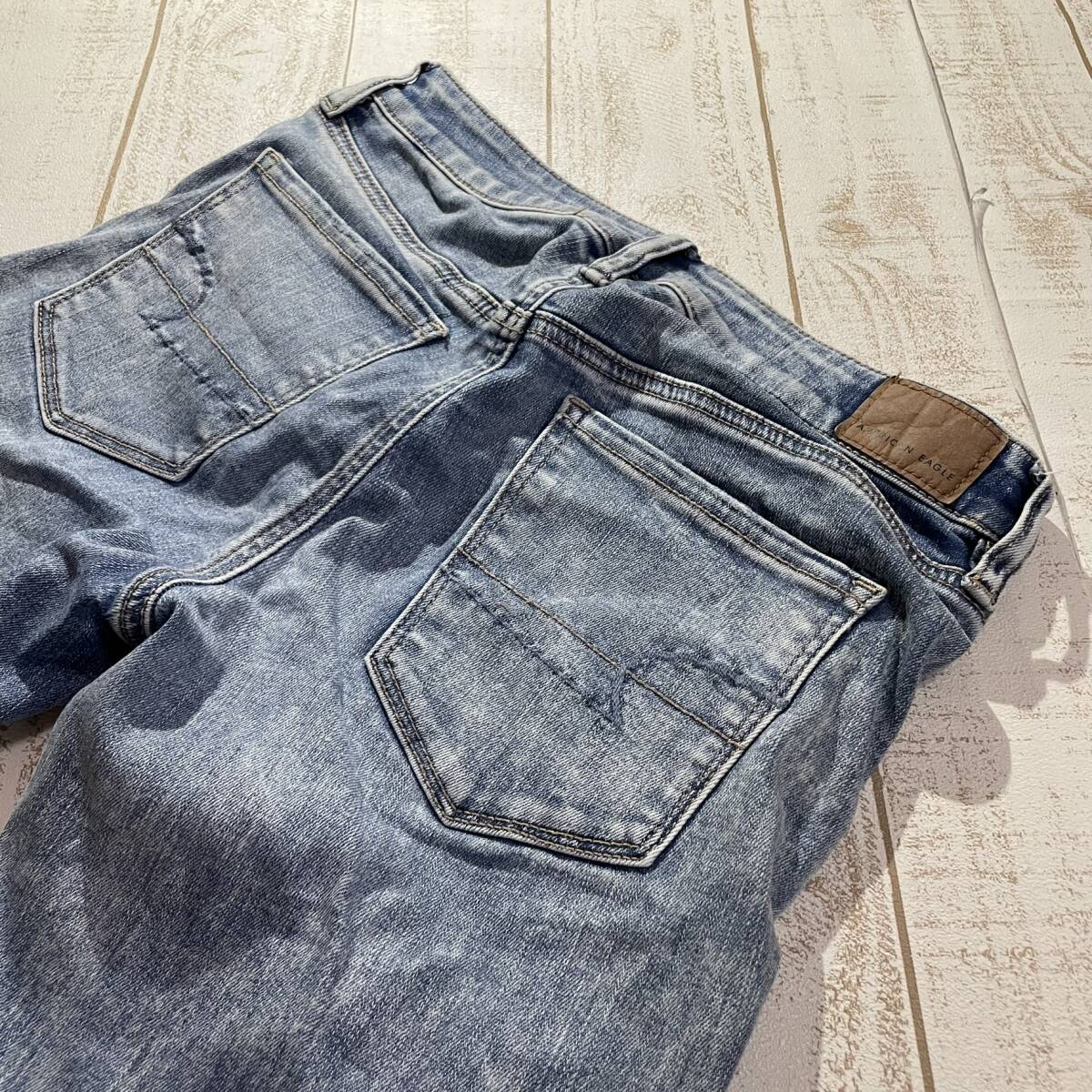 【AMERICAN EAGLE】アメリカンイーグル JEGGING CROP ジェギング クロップドパンツ US 8 REGULAR クラッシュ加工_画像1