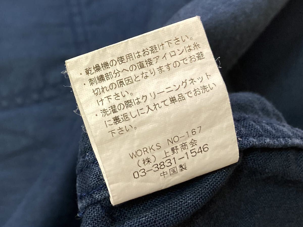 大人気！美品【AVIREX】アヴィレックス「US NAVY」#6125043 豪華刺繍入り コットンリネン 綿麻 半袖シャツ 紺 ネイビー/Lの画像9