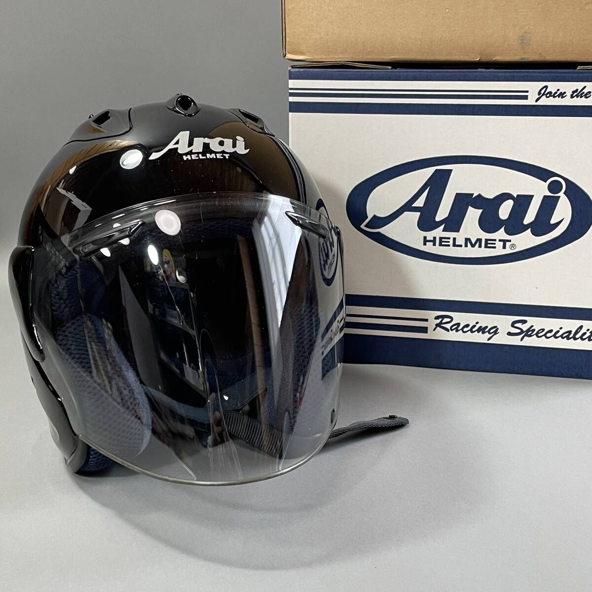 MS1129 Arai アライ SZ-Ram2 ジェットヘルメット 57-58cm Mサイズ ブラック 2001年製造 SNELL M2000規格 箱あり (検)バイク シールド 黒の画像1