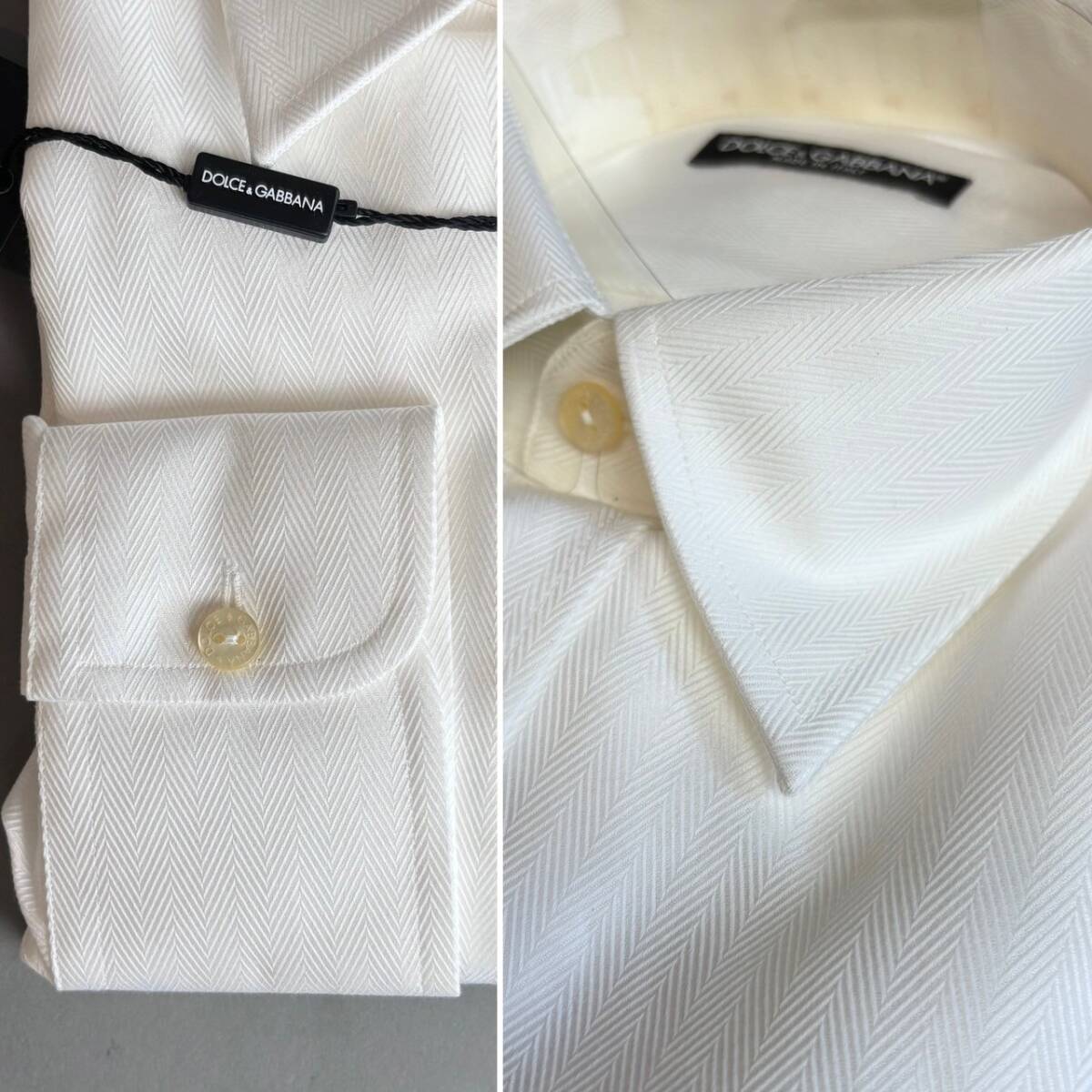 YM175 未使用 DOLCE&GABBANA ドルチェ＆ガッバーナ Yシャツ サイズ41 長袖 ホワイト MADE IN ITALY イタリア製 箱付 (検)フォーマル スーツの画像6