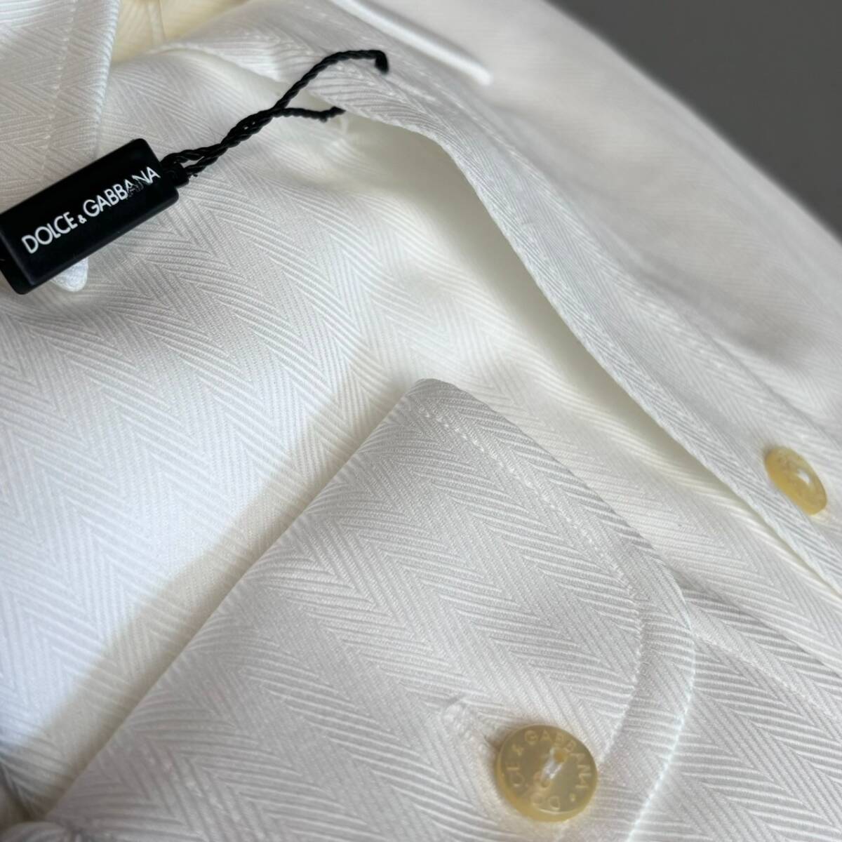 YM175 未使用 DOLCE&GABBANA ドルチェ＆ガッバーナ Yシャツ サイズ41 長袖 ホワイト MADE IN ITALY イタリア製 箱付 (検)フォーマル スーツの画像7