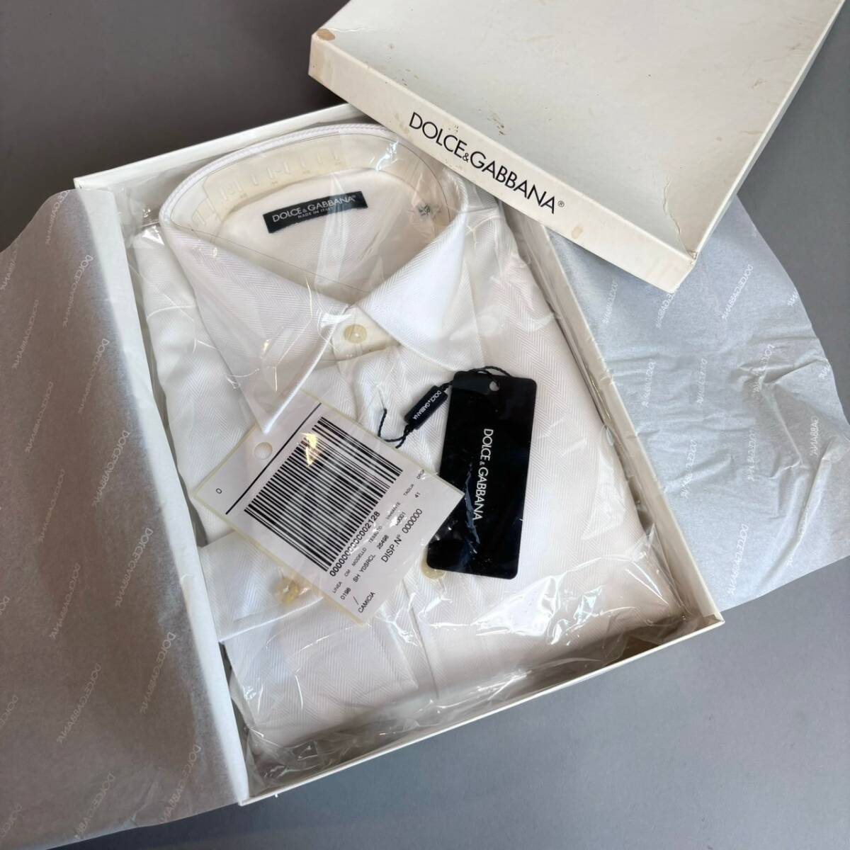 YM175 未使用 DOLCE&GABBANA ドルチェ＆ガッバーナ Yシャツ サイズ41 長袖 ホワイト MADE IN ITALY イタリア製 箱付 (検)フォーマル スーツの画像8