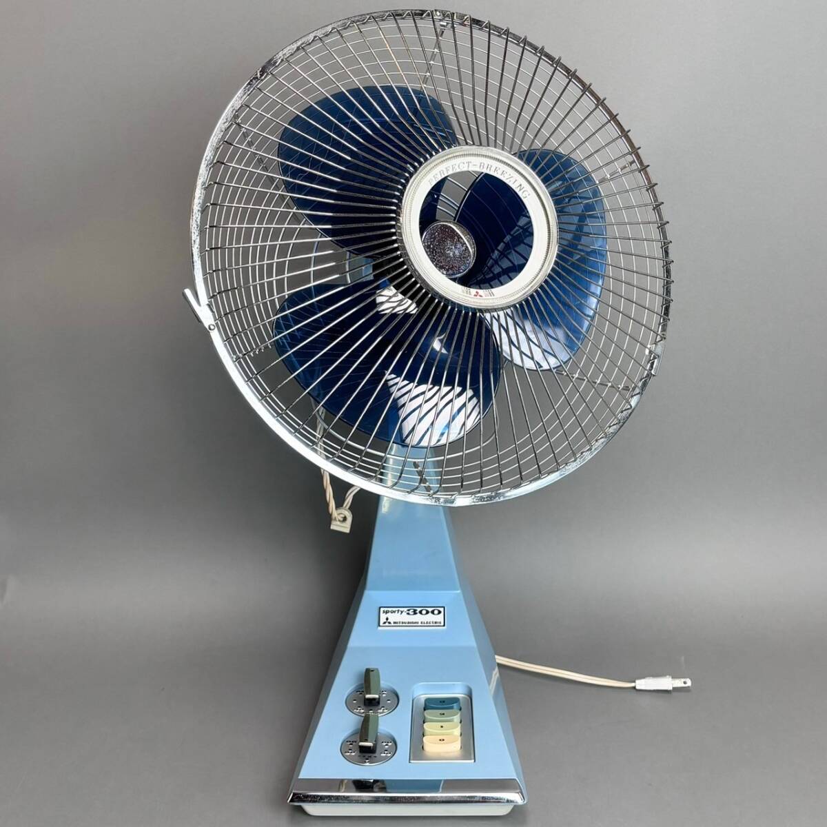 YM184 一部動作確認 MITSUBISHI ELECTRIC 三菱電機 扇風機 Sporty-300 三菱扇風機 30cm 卓上扇 ３枚羽 マリンブルー (検)昭和レトロ 家電の画像2