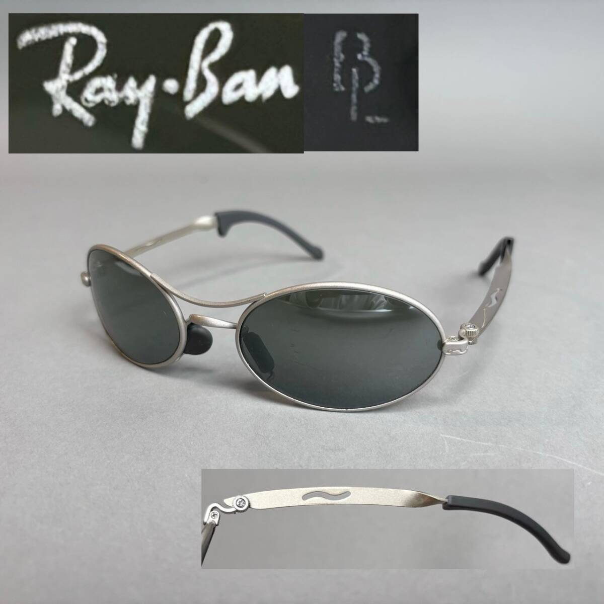 YM166 B&L Ray-Banboshu ром RayBan oruz? овальный солнцезащитные очки двойной Bridge серебряный рама черный стакан ( осмотр ) I одежда 
