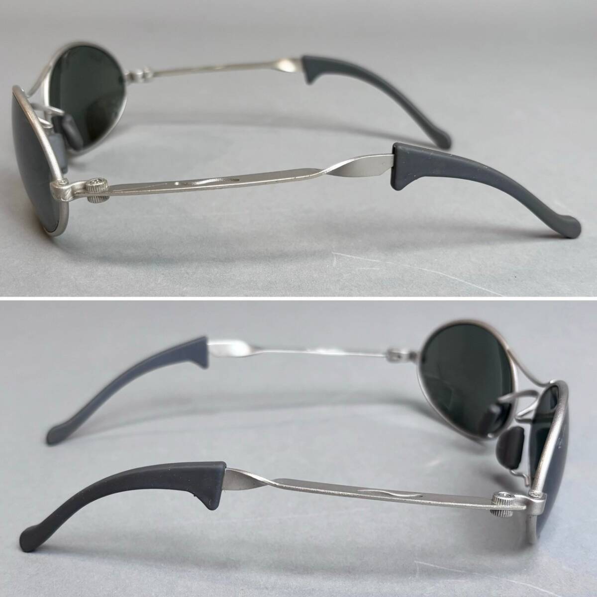 YM166 B&L Ray-Banboshu ром RayBan oruz? овальный солнцезащитные очки двойной Bridge серебряный рама черный стакан ( осмотр ) I одежда 