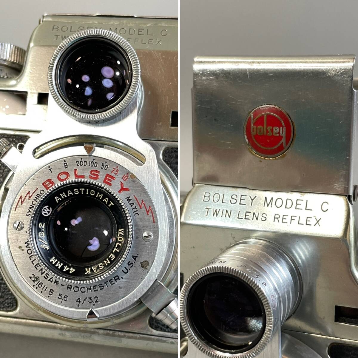 MS1197 一部動作確認 Bolsey ボルシー MODEL C TWIN LENS REFLEX WOLLENSAK 44mm f/3.2 二眼レフカメラ ジャンク (検)フィルム_画像6