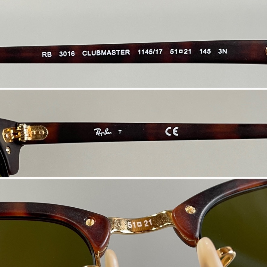 MS1123 Ray-Ban RayBan CLUBMASTER Clubmaster RB3016 1145/17 51*21 145 3N sunglasses tortoise shell manner frame polarized glasses 
