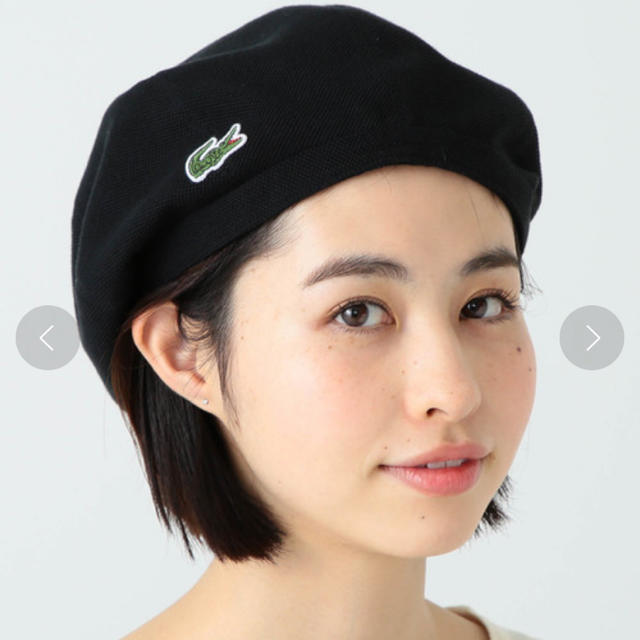 ●ラコステ コットン ベレー ニット ベレー 帽子 ベージュ フリー 日本製 柄編み _画像4