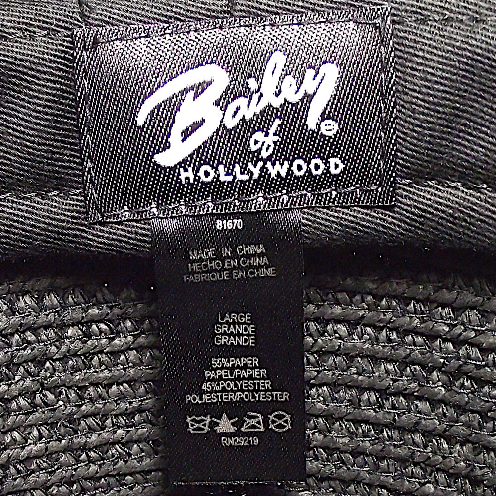 Bailey ベイリー 麦わら帽子 ストローハット Hollywood Series #81670 BILLY Black 黒 メンズレディース ショートブリム BRAIDHAT Lサイズの画像7