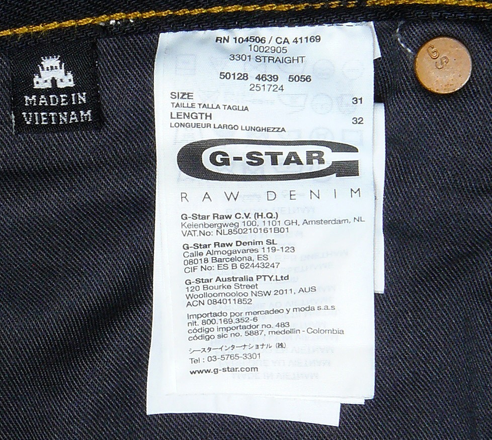 ☆G-Star RAW ジースターロゥ 3301 メンズ デニム ジーンズ スキニー スリム W31 実寸W83センチ 股下72センチ ブラックに近い濃紺_画像4