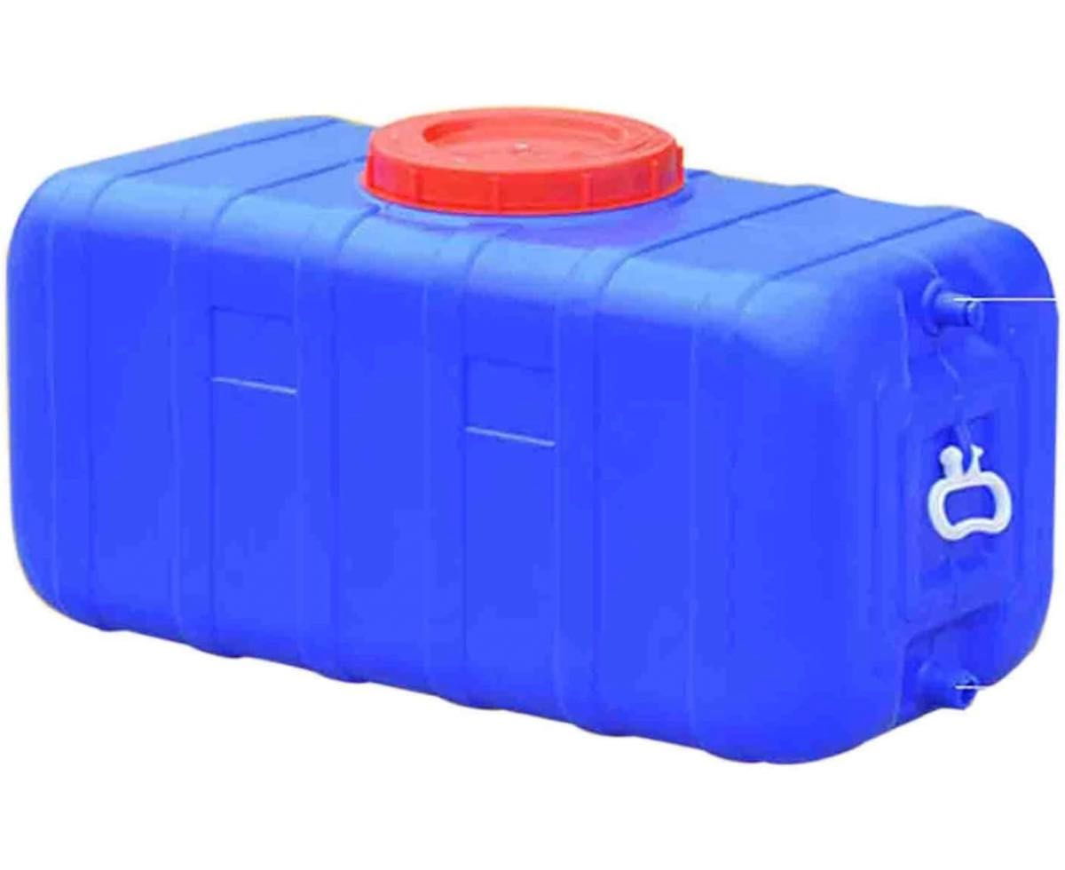 水タンク 青い水貯蔵容器、蛇口付き、プラスチック製食品グレードの屋外用水タンク