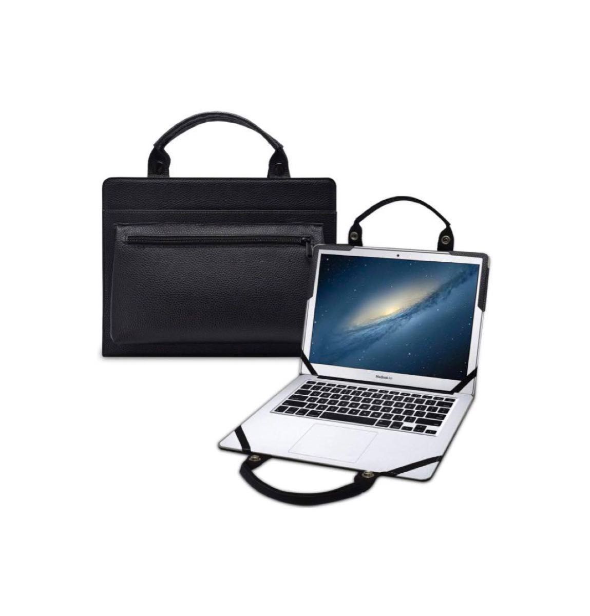 ノートパソコンケース MacBook Air 11 a1465 a1370 2in1 持ち運び 保護ケース 高級レザー  ブラック