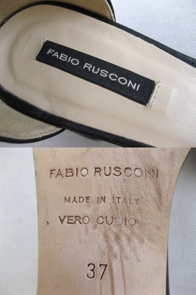 * fabio rusko-ni* heel pumps * leather * black *37* open tu* studs * square tu* Italy made *FABIO RUSCONI*