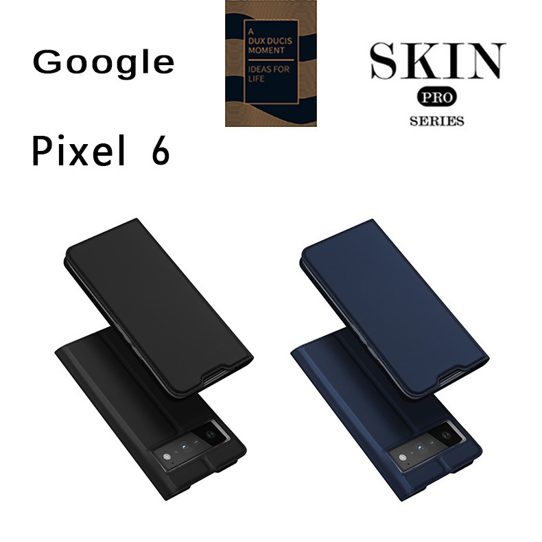 Google Pixel 6 ケース ブルー 手帳型 PUレザー カード収納 スタンド機能 耐水 指紋防止 耐衝撃 スキンプロ グーグル ピクセル シックス