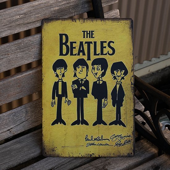 [ tin plate signboard ]THE BEATLES Beatles John * Lennon paul (pole) * McCartney George * Harrison apple * Star 20cm×30.* free shipping 