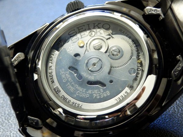 6104 美品売切り☆ セイコー 5 ワールドタイム 7S36-03R0 23石 自動巻き 裏スケ メンズ 腕時計 SEIKO 5 Automatic_画像5