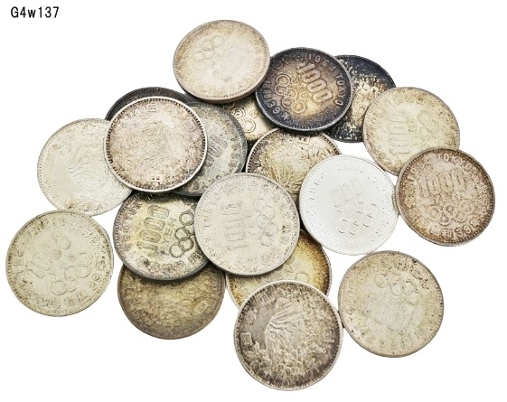G4w137 монета . суммировать 1000 иен серебряная монета / Tokyo Olympic памятная монета 19 листов подлинность неизвестен 60 размер 