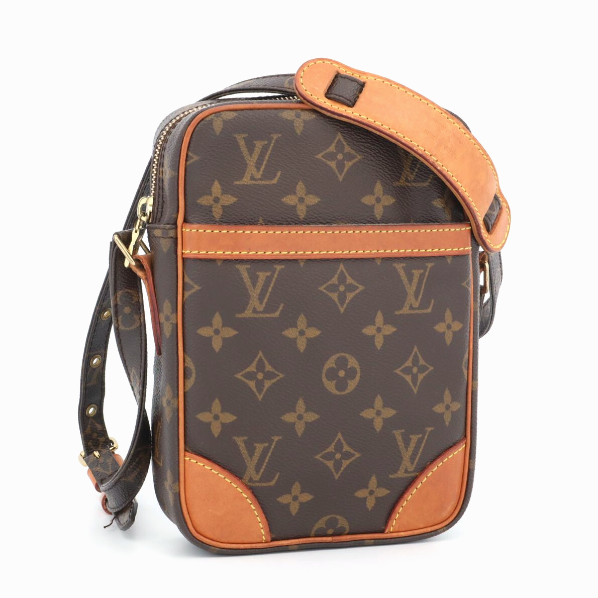 ルイヴィトン LOUIS VUITTON モノグラム ダヌーブ ショルダーバッグ 斜め掛け ブラウン メンズ レディース レザー M45266_画像1