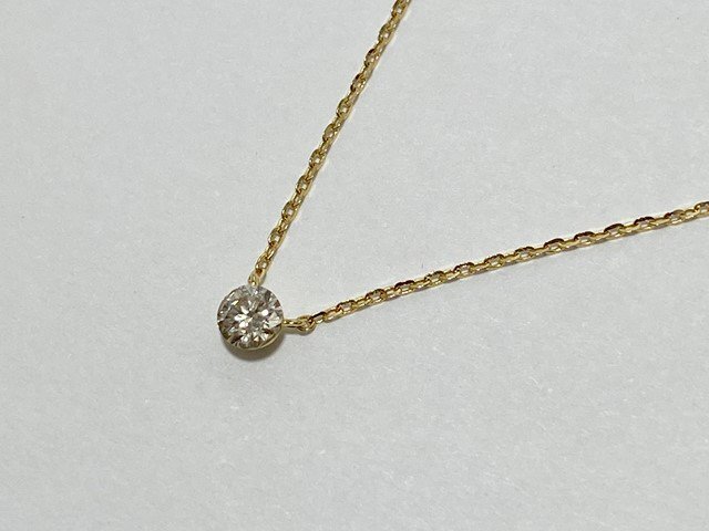 ◎agete アガット K18 ダイヤモンド ネックレス 0.1ct ゴールド 金 シークレットセッティング 10184116046 箱・販売証明書付き_画像4