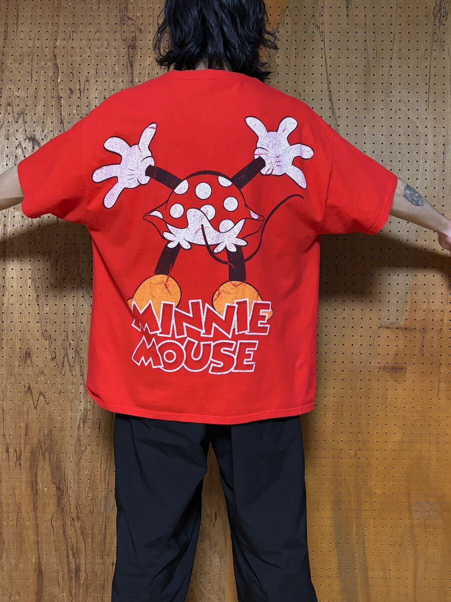 古着 Hanes ヘインズ DISNEY Minnie Mouse ディズニー ミニーマウス プリント Tシャツ カットソー 半袖 赤 レッド 2XL 3XL 大きいサイズ