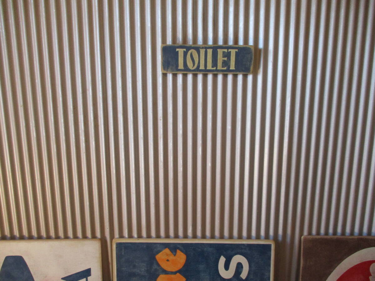ビンテージサイン木製看板 TOILET検）シャビーカントリーカフェアンティーク案内表示板トイレ化粧室USAUK50s60s70s_画像2