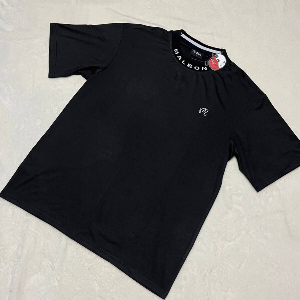 新品 Malbon Golf ゴルフ 半袖モックシャツ ブラック ｌ マルボン メンズの画像2