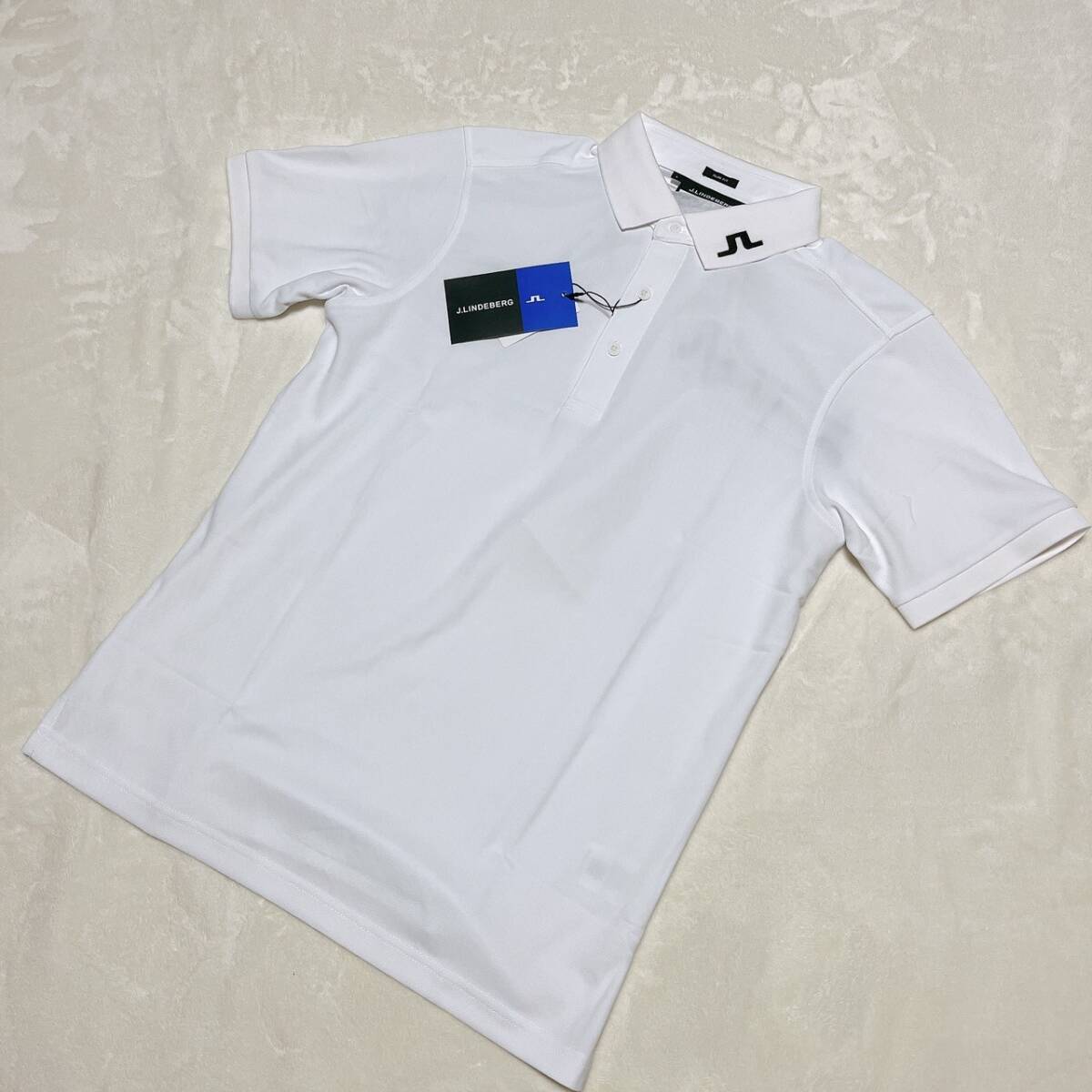新品 J.LINDEBERG ゴルフ 半袖シャツ ホワイト ｌ メンズの画像2