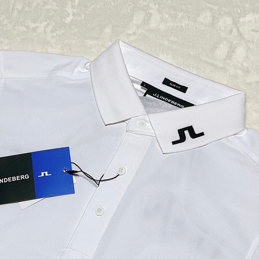 新品 J.LINDEBERG ゴルフ 半袖シャツ ホワイト ｌ メンズの画像3