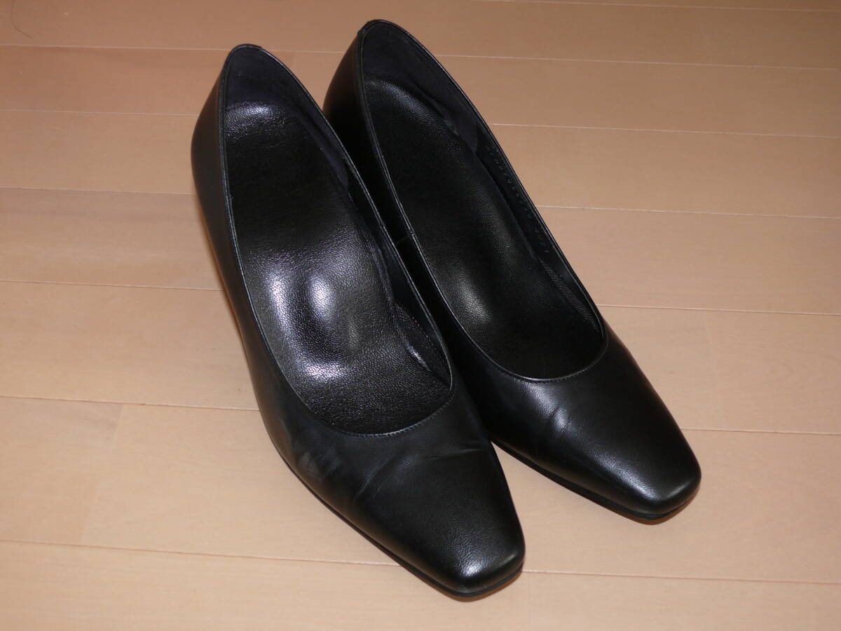 ** superior article! outside fixed form correspondence![Wacoal Wacoal ] original leather / black formal series leather pumps 23.0cmEE**