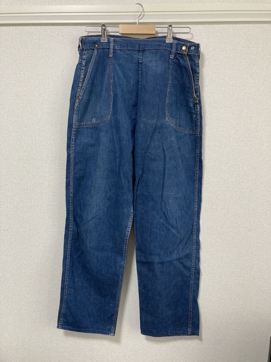 60s BLUE BELL голубой bell Denim ланч брюки Vintage TALON Zip женский размер 20*50s Work Wrangler painter's pants 