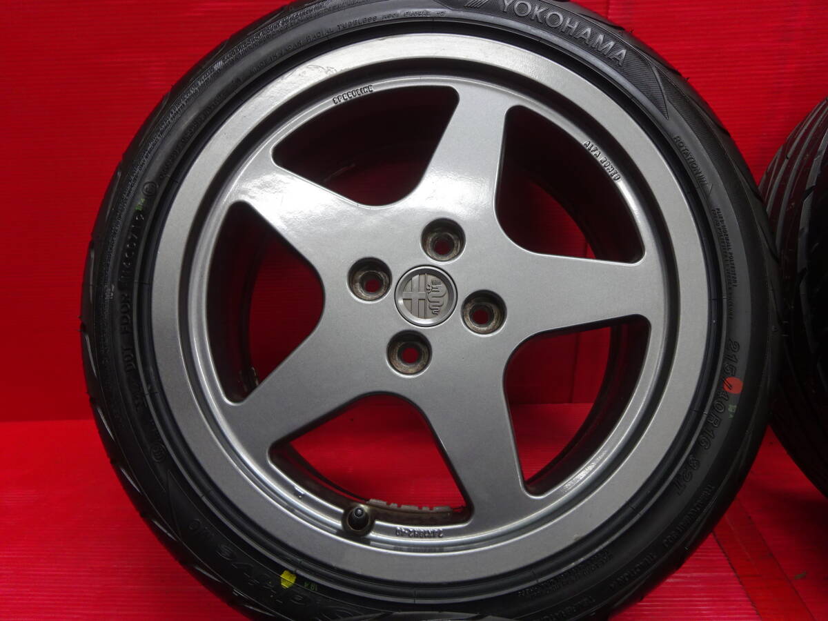 ★イボ付き★ アルファロメオ 155純正16インチホイール ガンメタ♪ 4本 7J +40 4H 98 YOKOHAMA S.drive MO 215/40R16 スピードライン_画像4