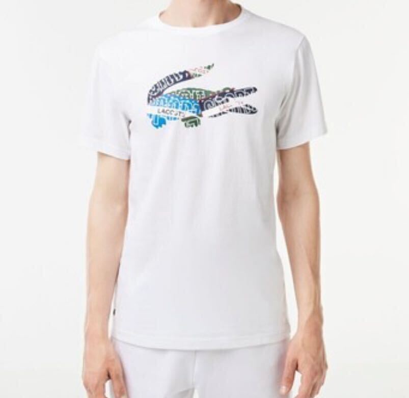 ラコステ 『コラージュワニロゴクルーネックTシャツ』　ホワイト　Lサイズ（サイズ4）　新品未使用　送料無料