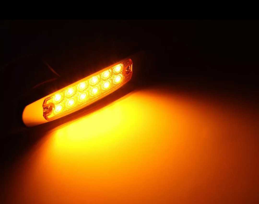 トラックサイドマーカー 12LED 12~30v　10個！セット　アンバー　ABSプラスチックメッキ枠　車高灯　防水　トレーラー大型　乗用車　薄型