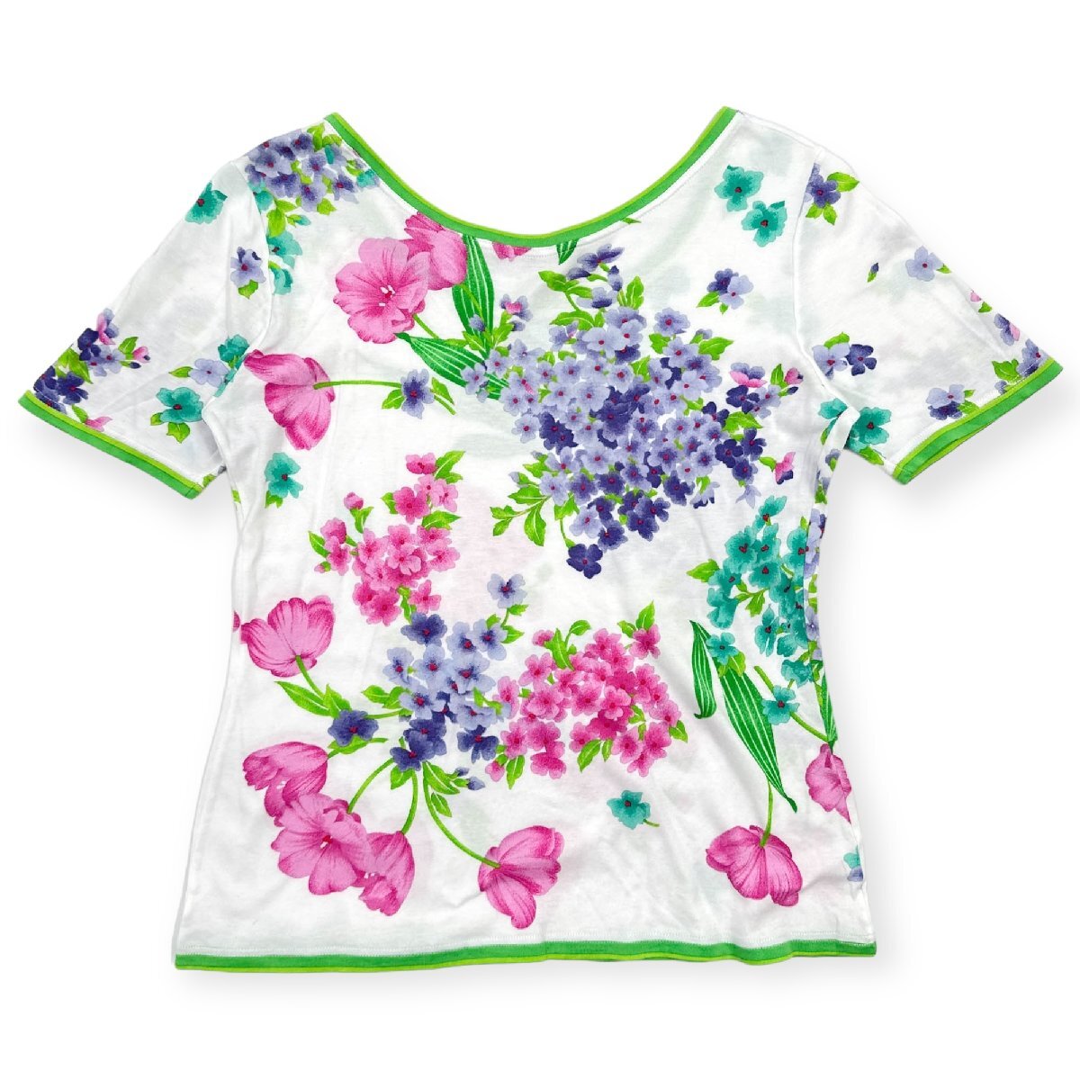 イタリア製◆LEONARD レオナール フローラル 花柄 総柄 天竺 半袖 カットソー Tシャツ ブラウスの画像8