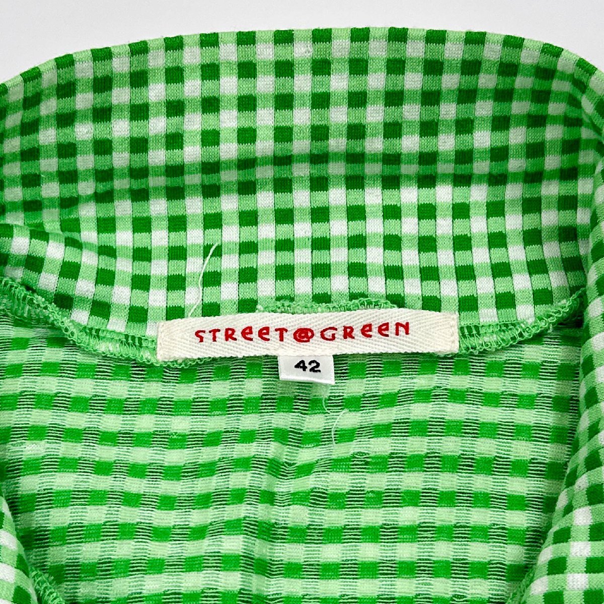 street@green ストリートアットグリーン シャーリングデザイン 半袖 ハーフジップ ポロシャツ ロゴ刺繍 チェック柄 レディース 42 ゴルフの画像6