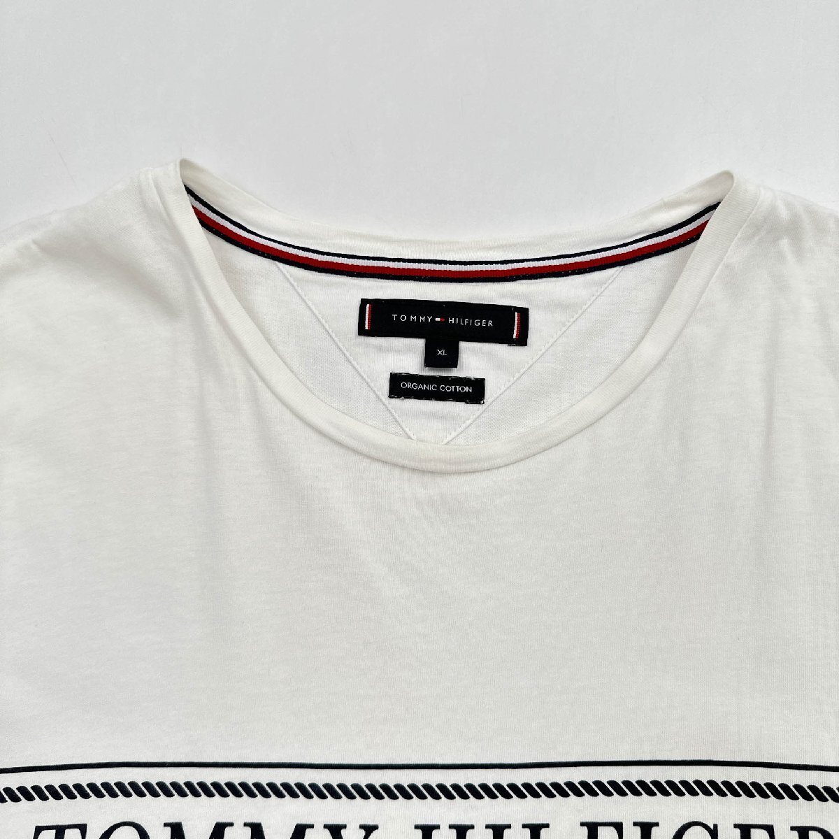 TOMMY HILFIGER トミーヒルフィガー ロゴプリント 半袖Tシャツ カットソー XLサイズ/白/ホワイト/メンズ/オーガニックコットンの画像3