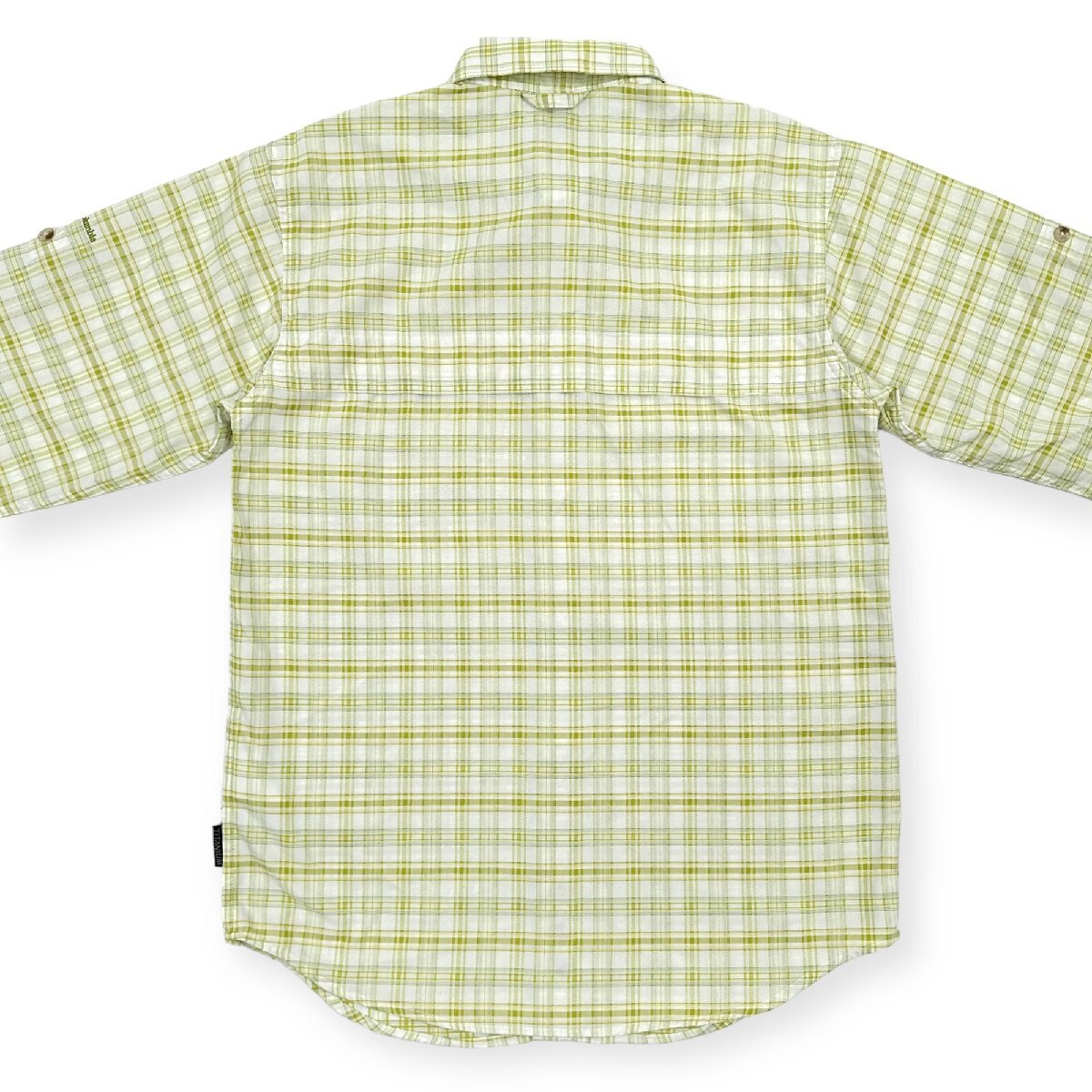 Columbia コロンビア TITANIUM 裏使い チェック柄 長袖シャツ Sサイズ / 黄緑系 メンズ アウトドア 袖ロールアップ可の画像9