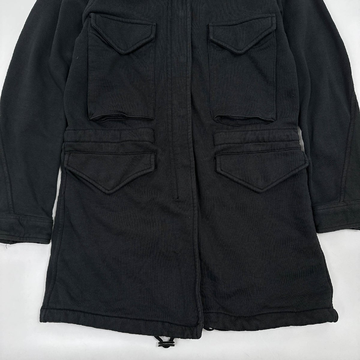DIESEL ディーゼル スウェット ジャージー コットン フード付き コート ジャケット XSサイズ/黒/ブラック_画像4