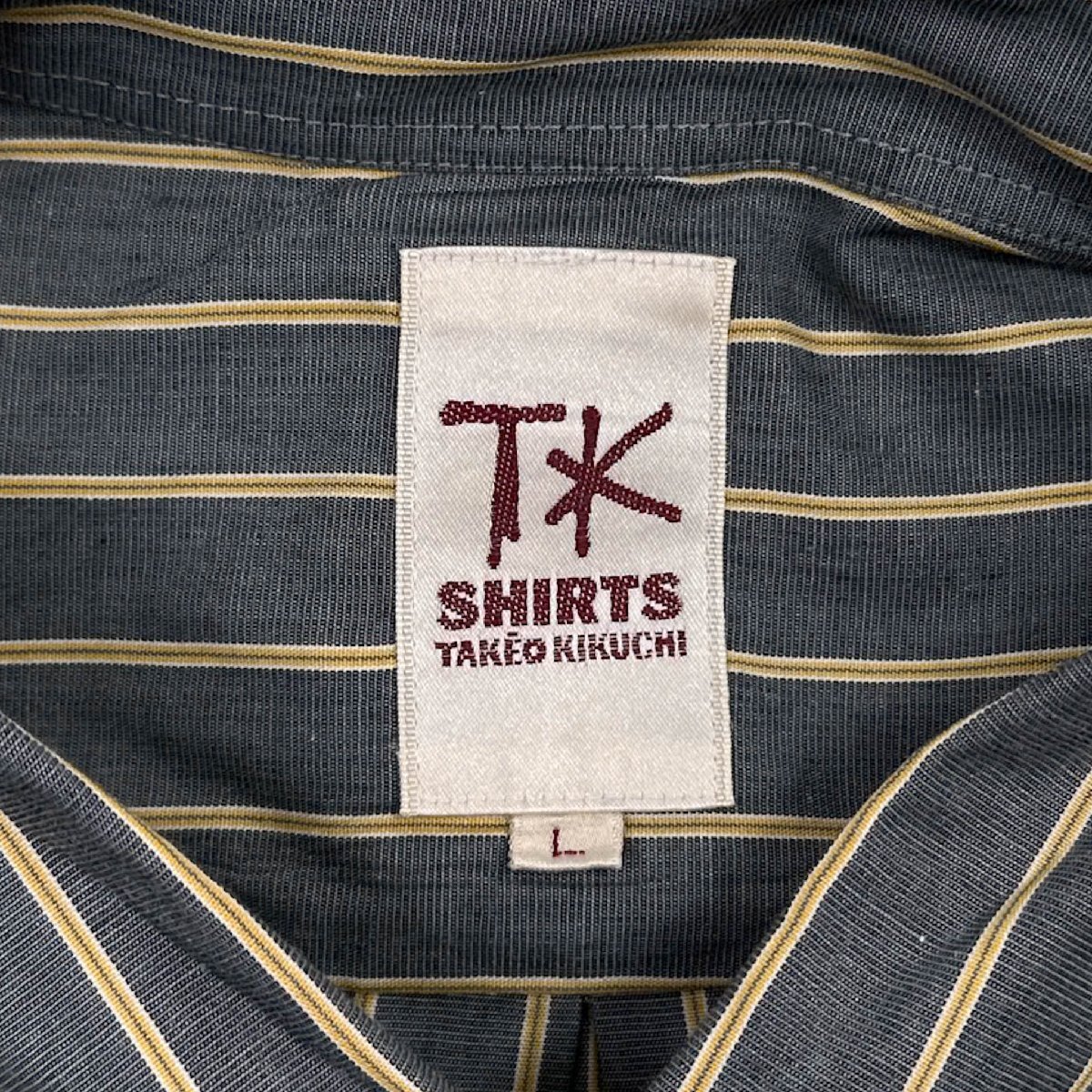 希少!!レア!!◆TK SHIRTS / TAKEO KIKUCHI タケオキクチ ストライプ柄 長袖シャツ ドレスシャツ Lサイズ /メンズ/オールド/ビンテージ_画像5