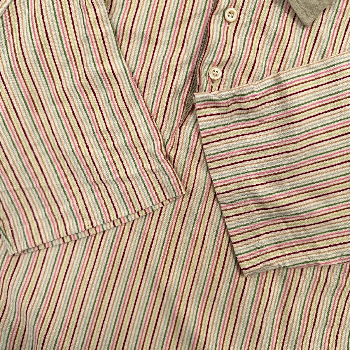 Henry Cotton's ヘンリーコットンズ ストライプ柄 半袖 ポロシャツ 衿切替 Lサイズ/メンズ_画像4