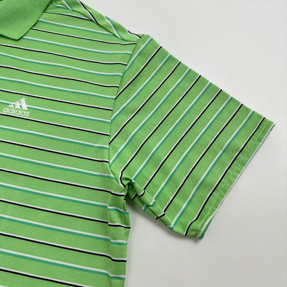 GOODカラー!!◆adidas GOLF アディダス ゴルフ ボーダー柄 ドライ 半袖 ポロシャツ サイズ M /メンズ/緑/グリーン/CLIMA LITE_画像3