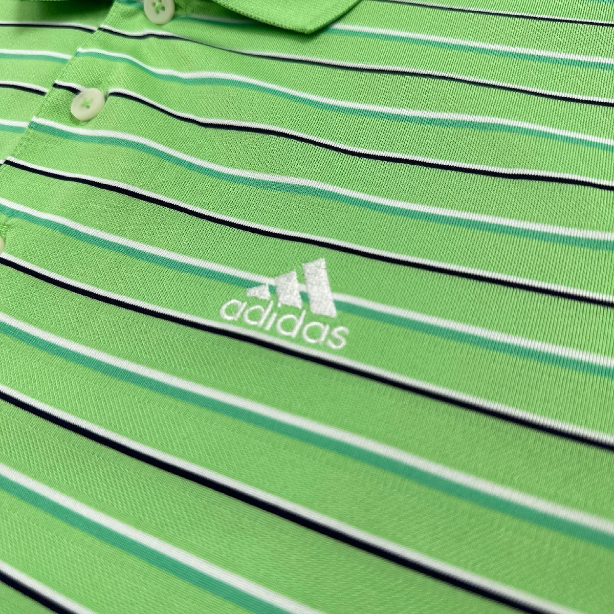 GOODカラー!!◆adidas GOLF アディダス ゴルフ ボーダー柄 ドライ 半袖 ポロシャツ サイズ M /メンズ/緑/グリーン/CLIMA LITE_画像4