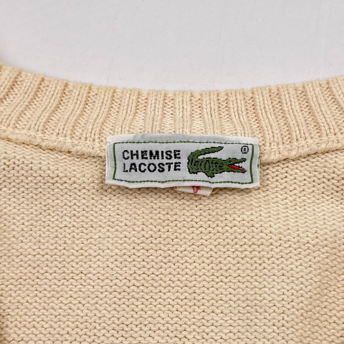 CHEMISE LACOSTE ラコステ 文字ワニ コットン ニット セーター 4 /アイボリー/D-TK9029/70s/80s/90s/ビンテージ_画像4