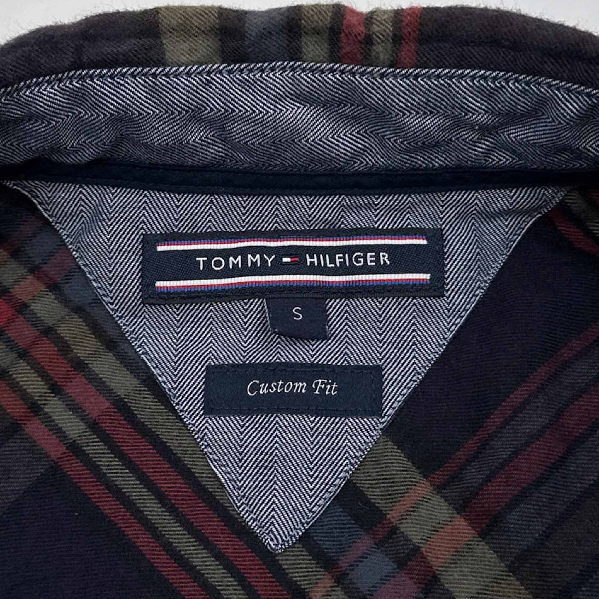 TOMMY HILFIGER トミーヒルフィガー ボタンダウン BD チェック柄 長袖シャツ S /ネイビー系/メンズ/マチ付き_画像5