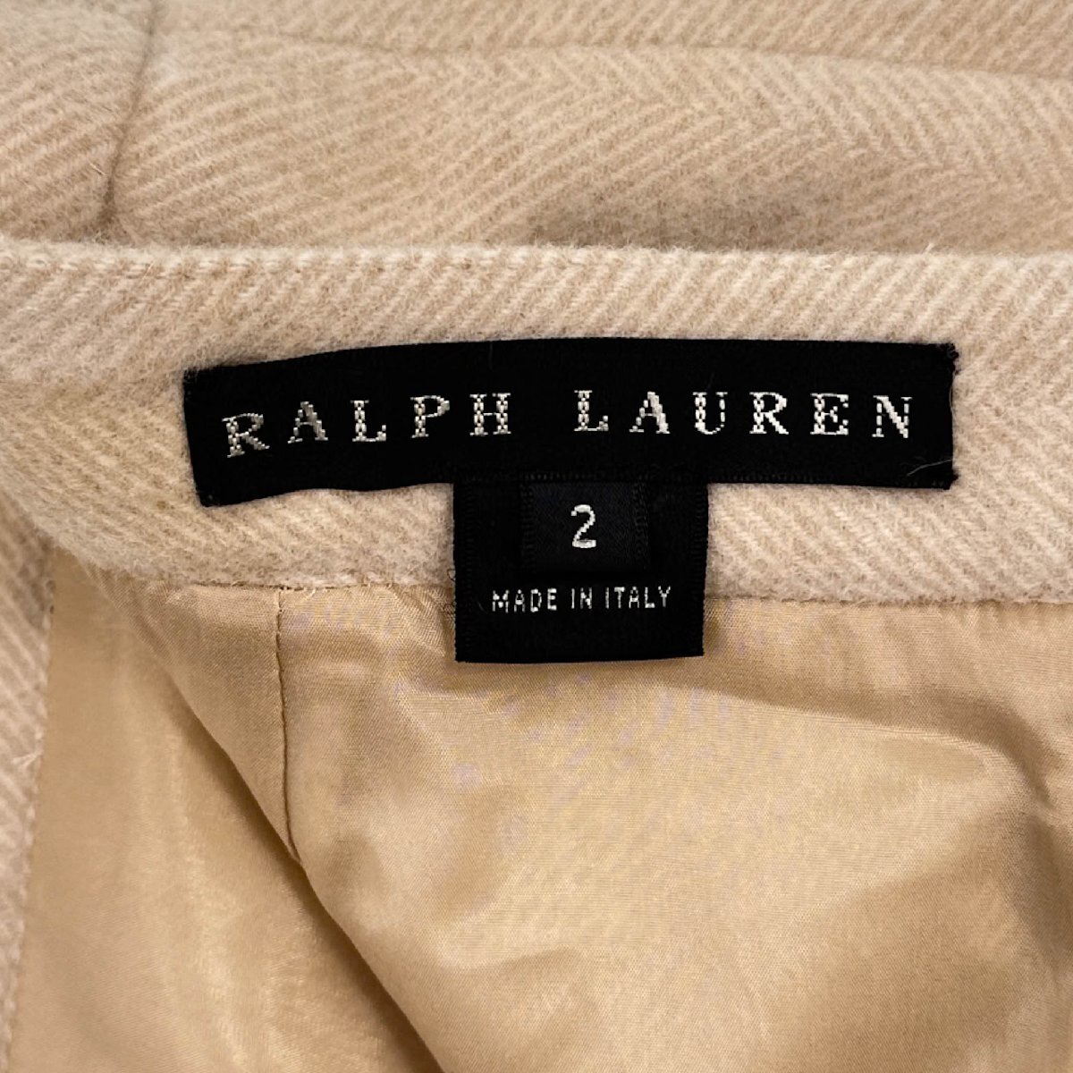 イタリア製◆RALPH LAUREN ラルフローレン 羊毛 アンゴラ混 カシミヤ混 スリット ロング タイトスカート サイズ 2/ベージュ系/インパクト21_画像3