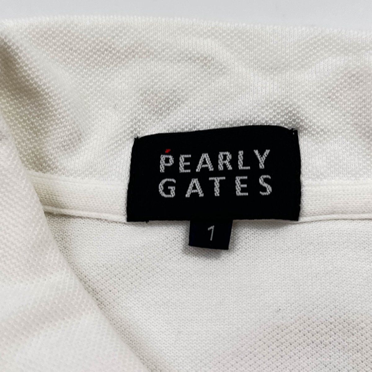 ゴルフ◆PEARLY GATES パーリーゲイツ スキッパー ポケット付 鹿の子 半袖 ポロシャツ 刺繍 サイズ1/ホワイト系/レディース日本製 スポーツ_画像4