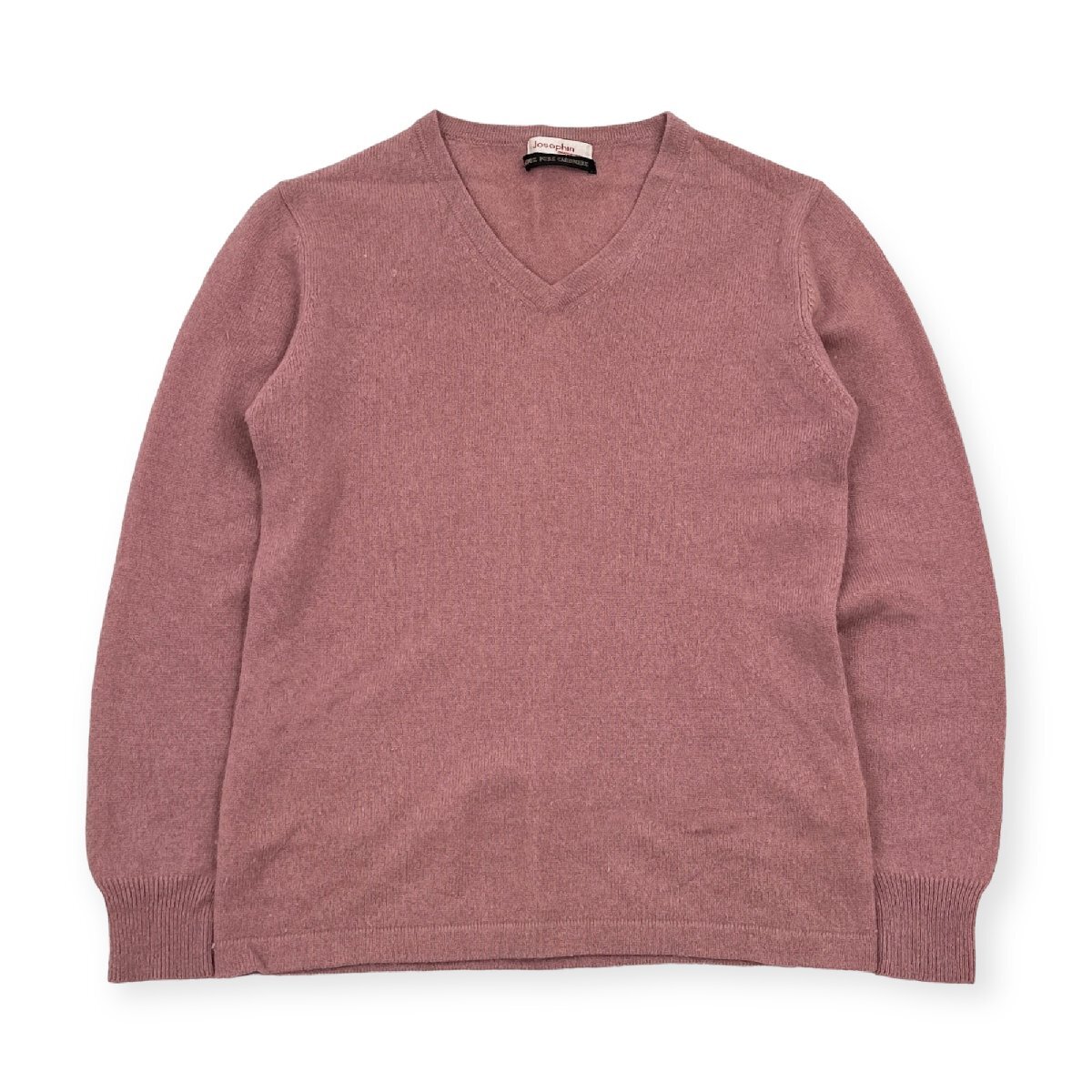 ピュアカシミヤ100％◆Josephin pure cashmere カシミアウール ニット セーター Vネック M/くすみピンク/レディース_画像1