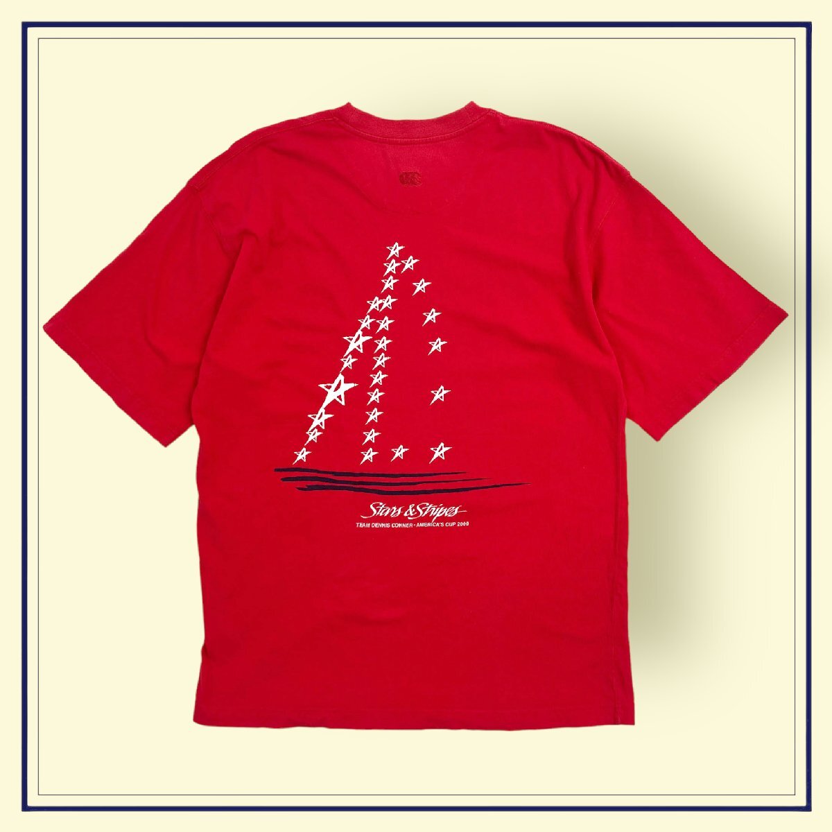 背面BIGプリント◆CANTERBURY カンタベリー Stars＆Stripes AMERICA'S CUP 2000 半袖Tシャツ M /レーシング/ヨット/スポーツ/02_画像1